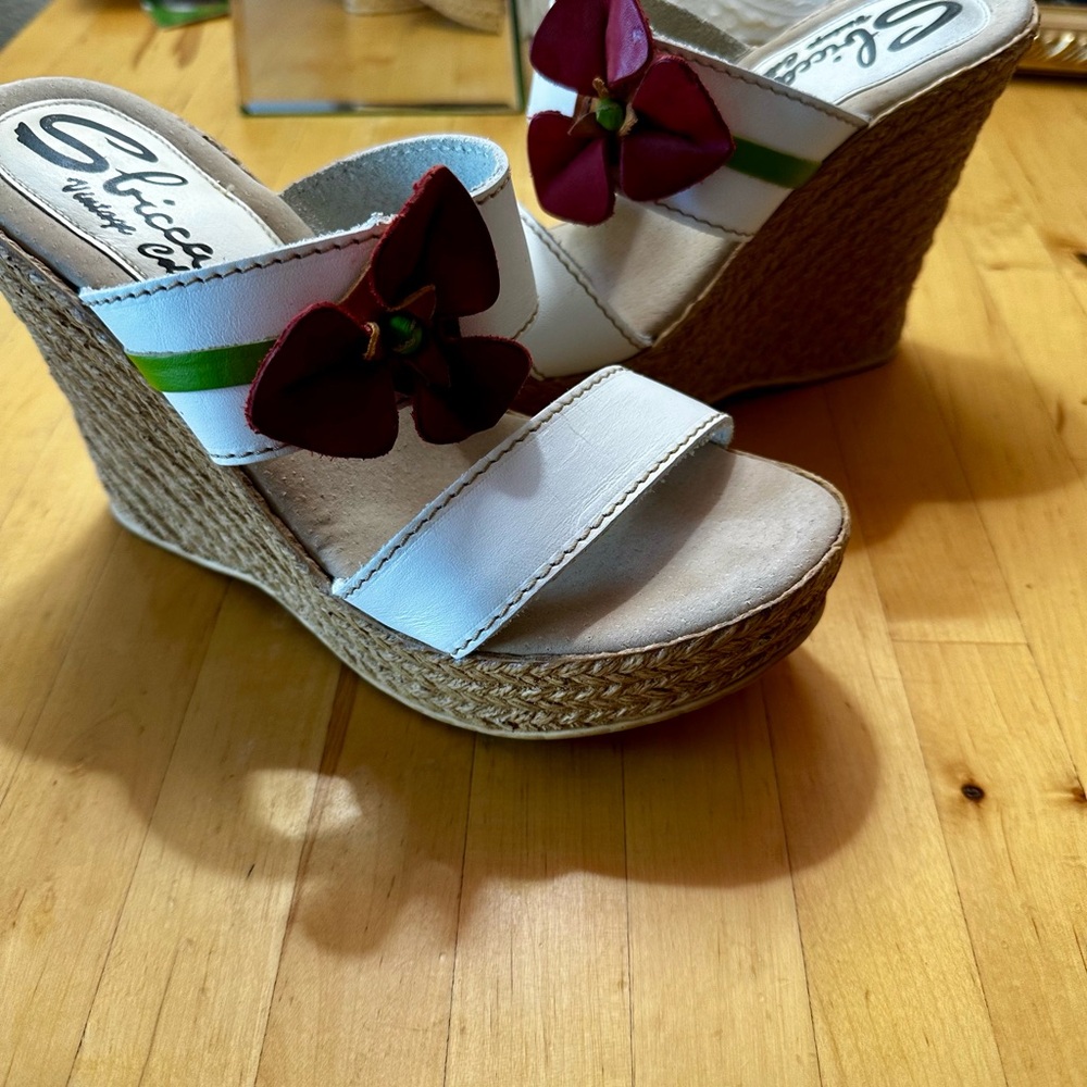 Sbicca Wedge Sandals with Red Bow